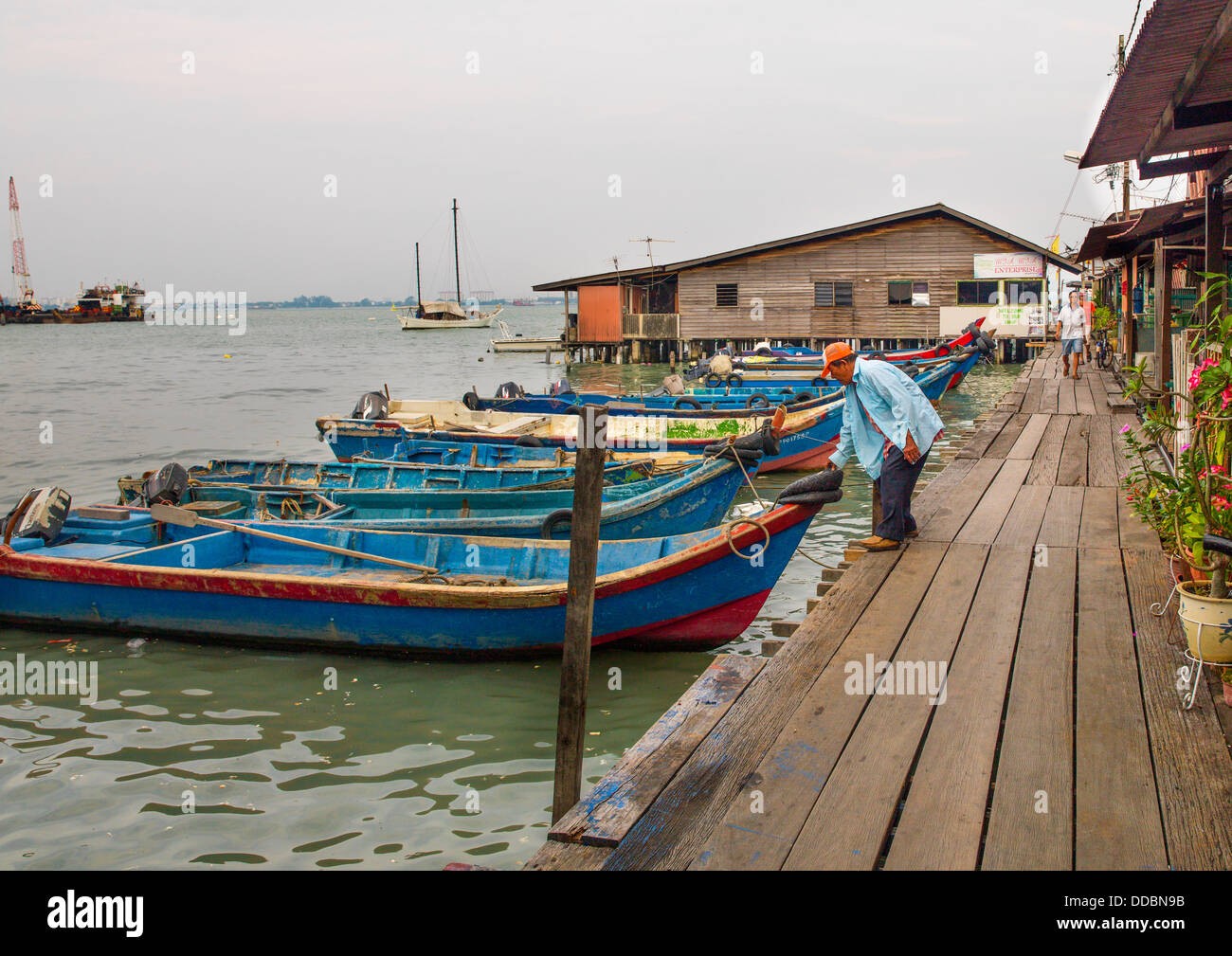 La saldatura Quay Clan pontili di George Town, Isola di Penang, Malaysia Foto Stock