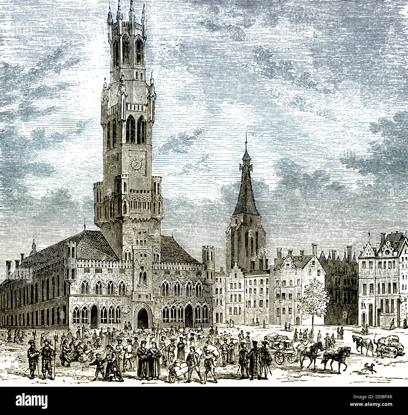 La città storica di Bruges, Belgio, del XVI secolo Foto Stock