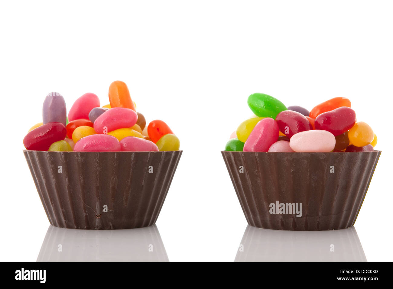 Coppe di cioccolato Jelly Beans Foto Stock