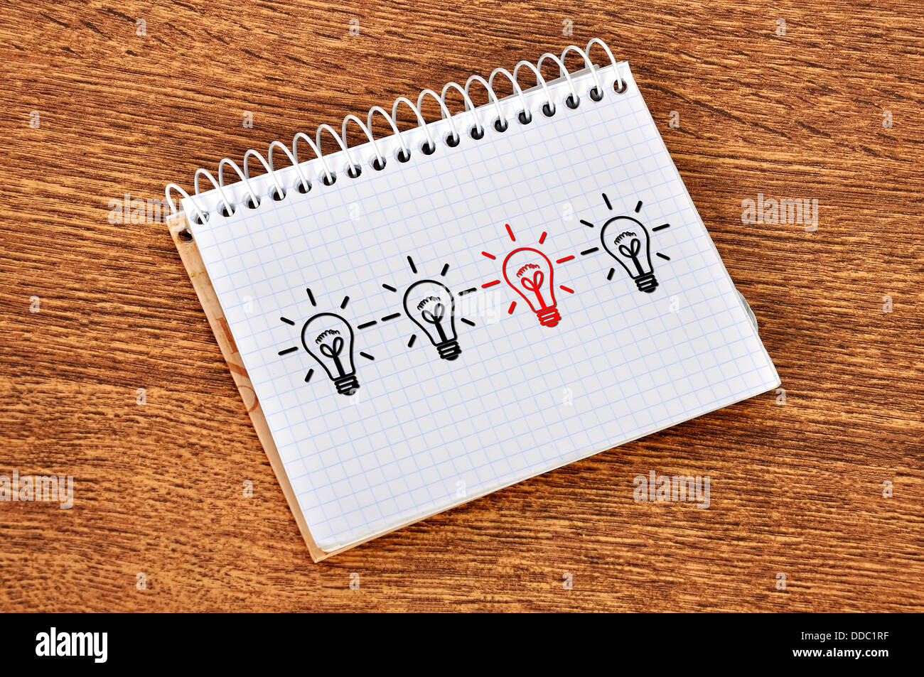 Notebook con lampade Foto Stock