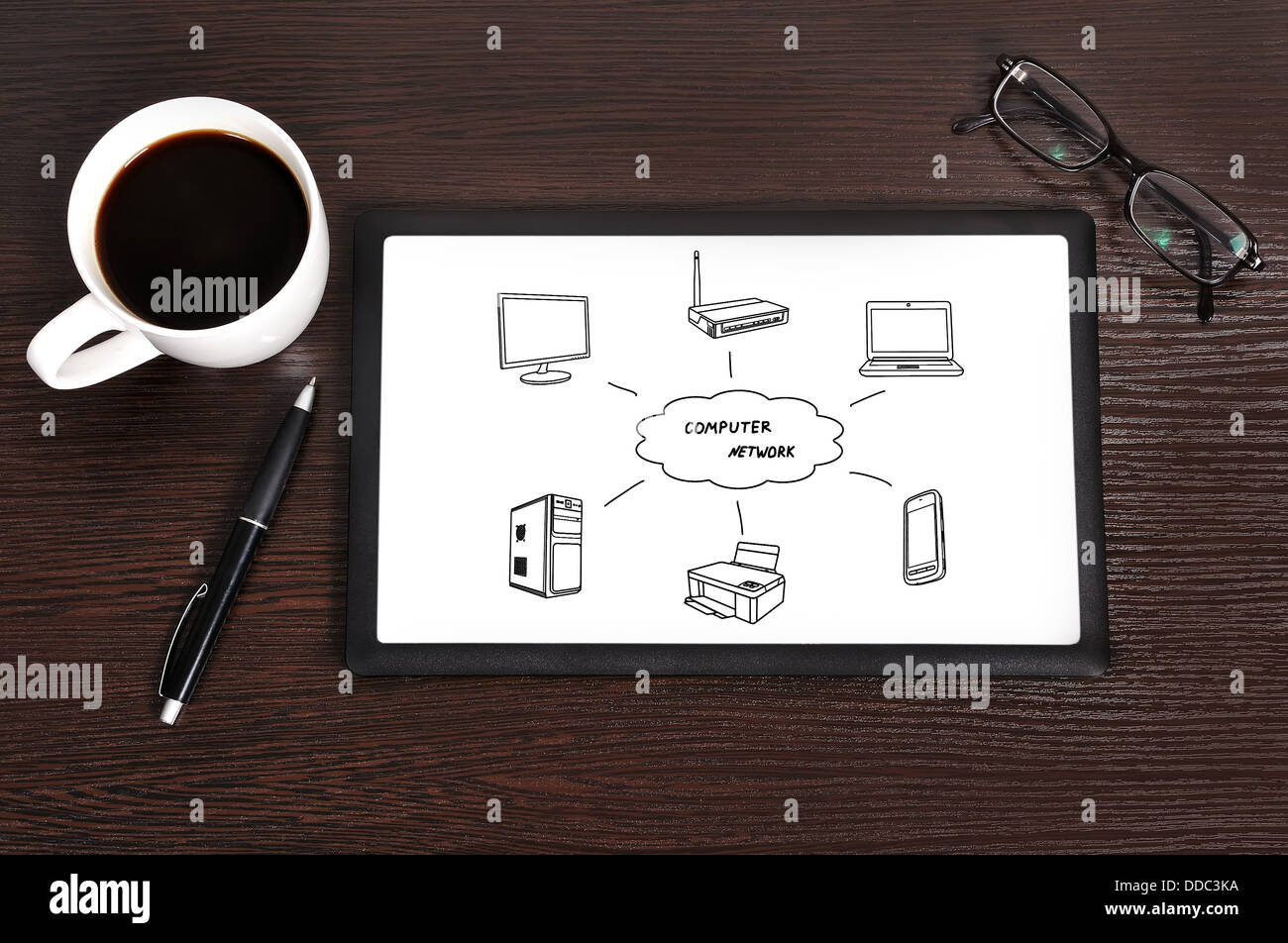 Computer il diagramma di rete Foto Stock