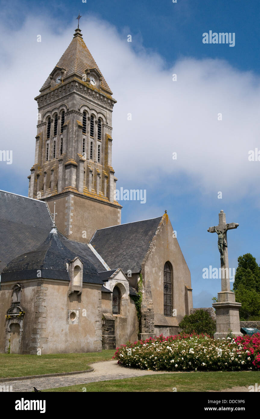 La Chiesa Parrocchiale di Noirmoutier è dedicata a San Philbert Foto Stock