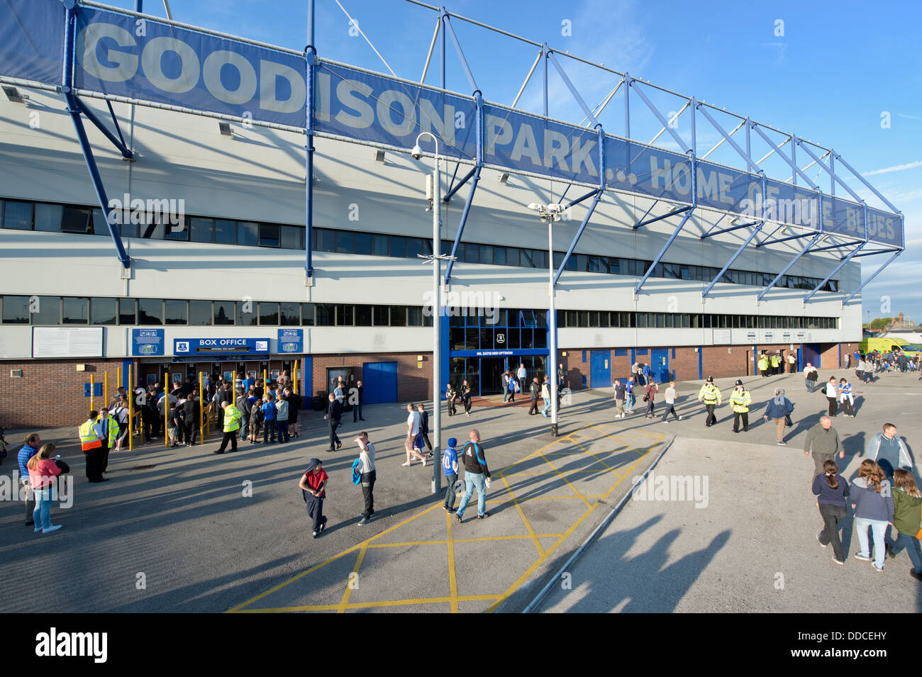 Un ampia angolazione del Goodison Park Stadium, casa di Everton Football Club (solo uso editoriale). Foto Stock