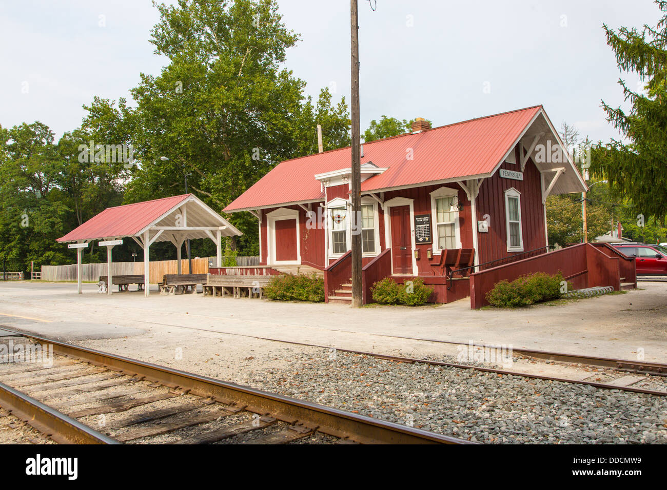 Penisola di stazione di deposito del Cuyahoga Valley Scenic Railroad in Cuyahoga Valley National Park in Ohio negli Stati Uniti Foto Stock