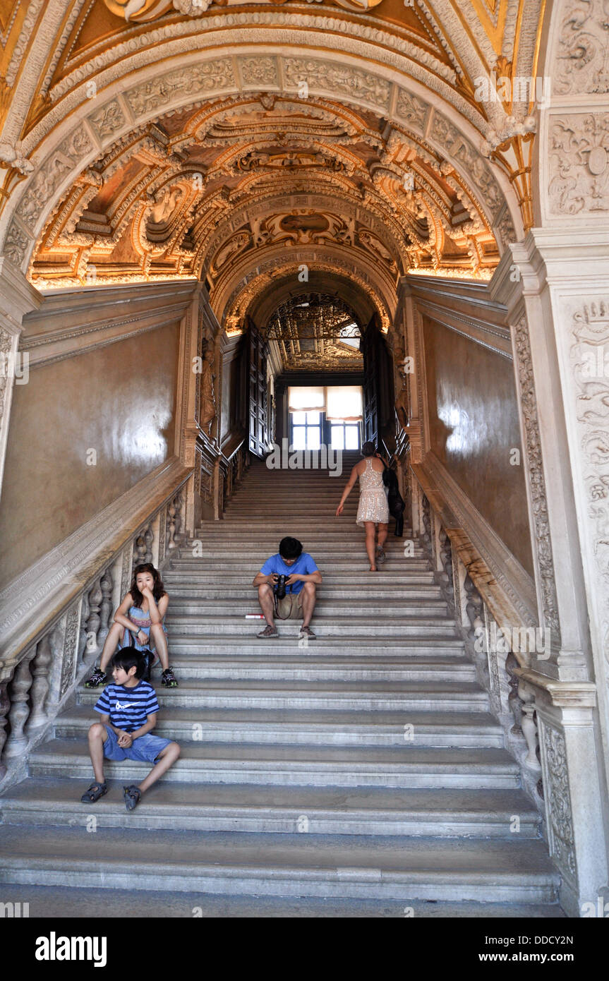 All'interno del lussuoso decorazione del palazzo dei Dogi di Venezia Italia Foto Stock