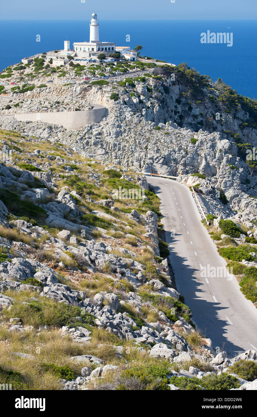Faro di Capo Formentor nella costa nord di Mallorca, Spagna ( Isole Baleari ) Foto Stock