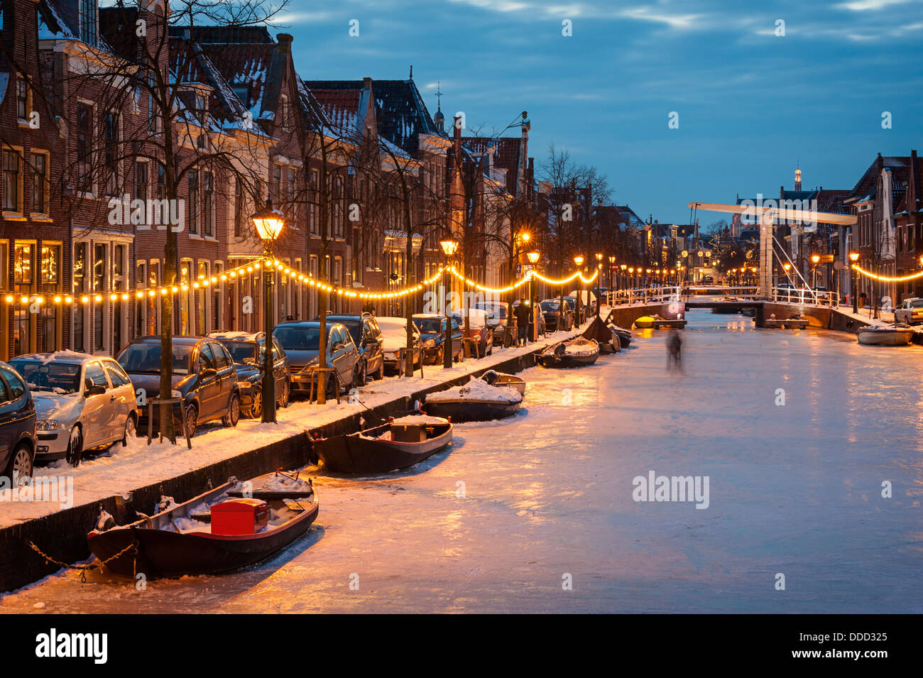 Congelati Dutch Canal Foto Stock