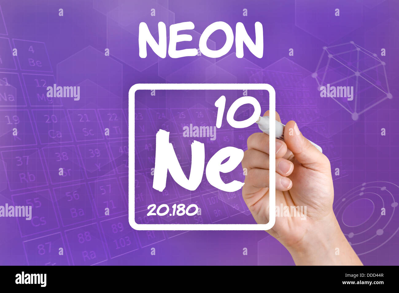 Simbolo per l'elemento chimico neon Foto Stock