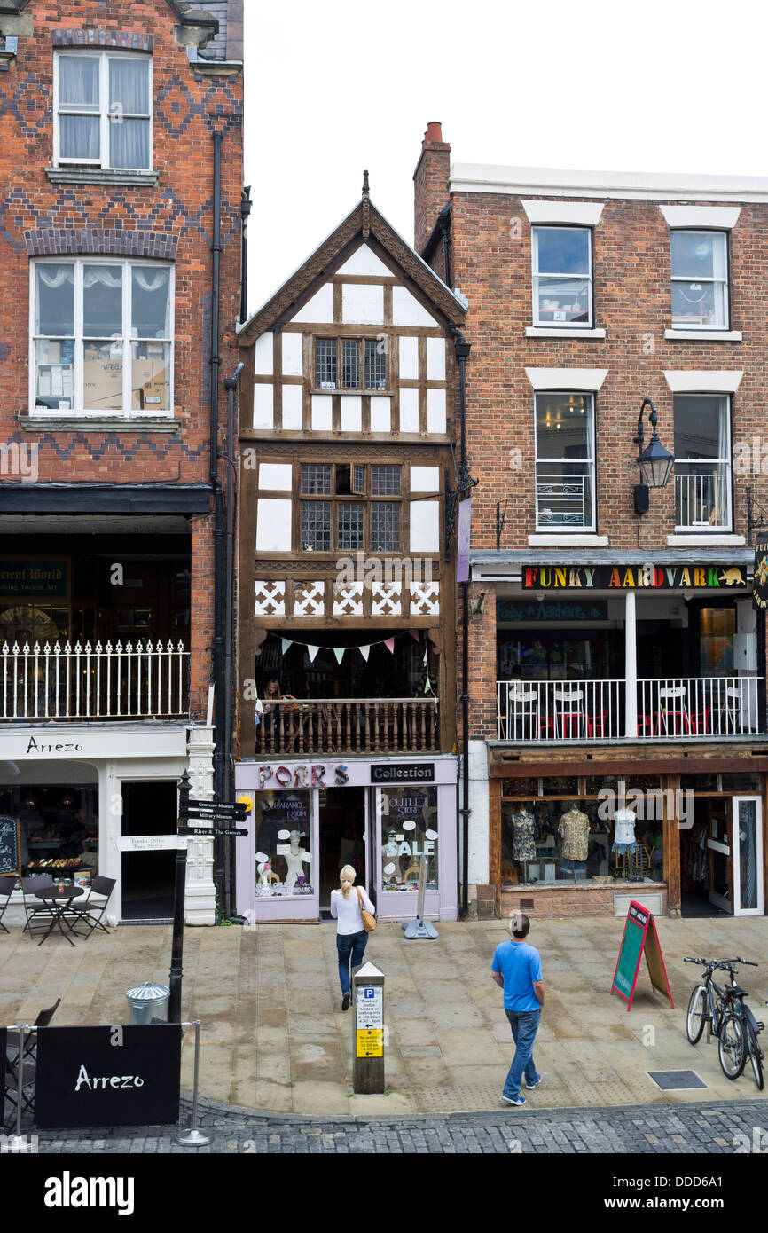 Architettura medievale nella città di Chester, Cheshire, Inghilterra, Regno Unito. Foto Stock