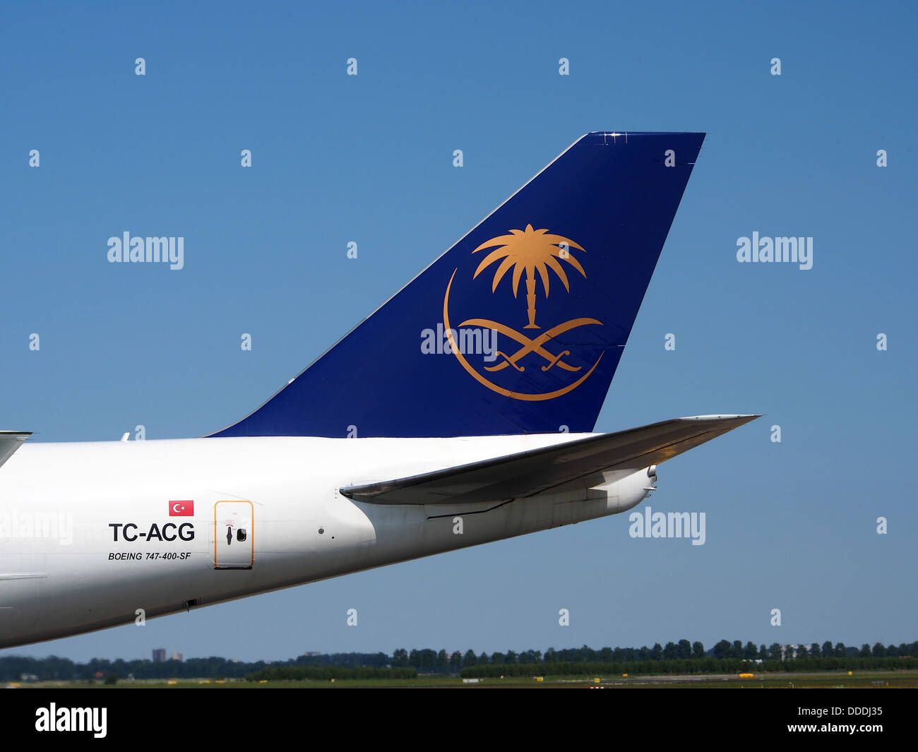 TC-ACG Saudi Arabian Airlines Boeing 747-481(BDSF) - CN 25641 rullaggio 21Luglio2013 pic-005 Foto Stock