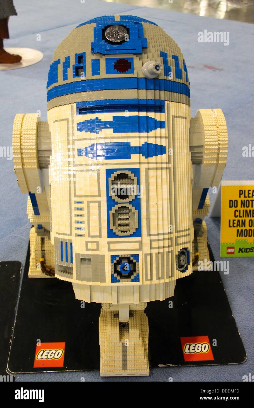 R2D2 da Star Wars fatto di Legos. Foto Stock