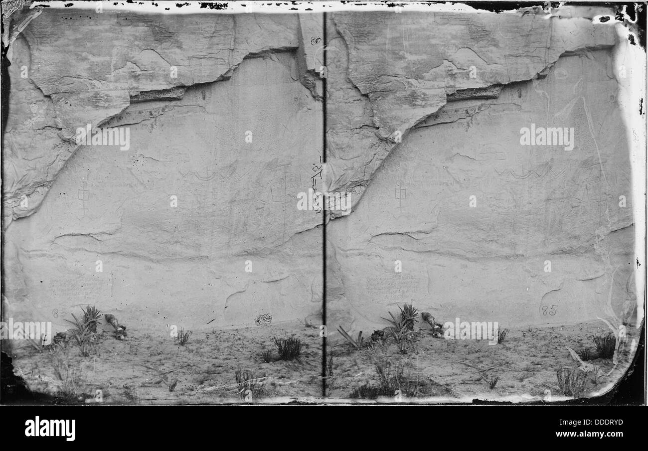 Geroglifici sulla parete sud della roccia di iscrizione. New Mexico 1873 519808 Foto Stock