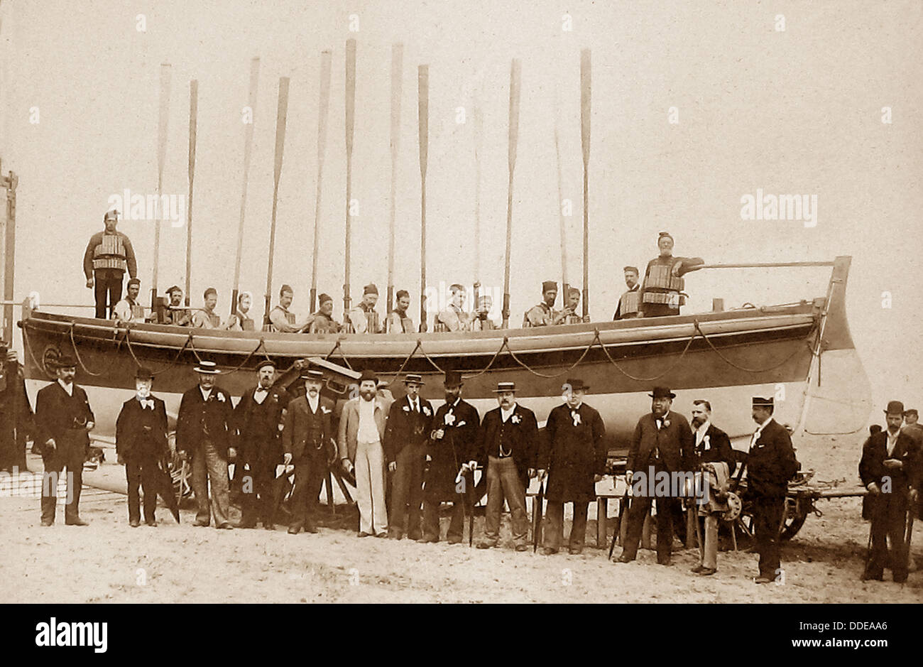 Inizio scialuppa di salvataggio periodo Vittoriano Foto Stock