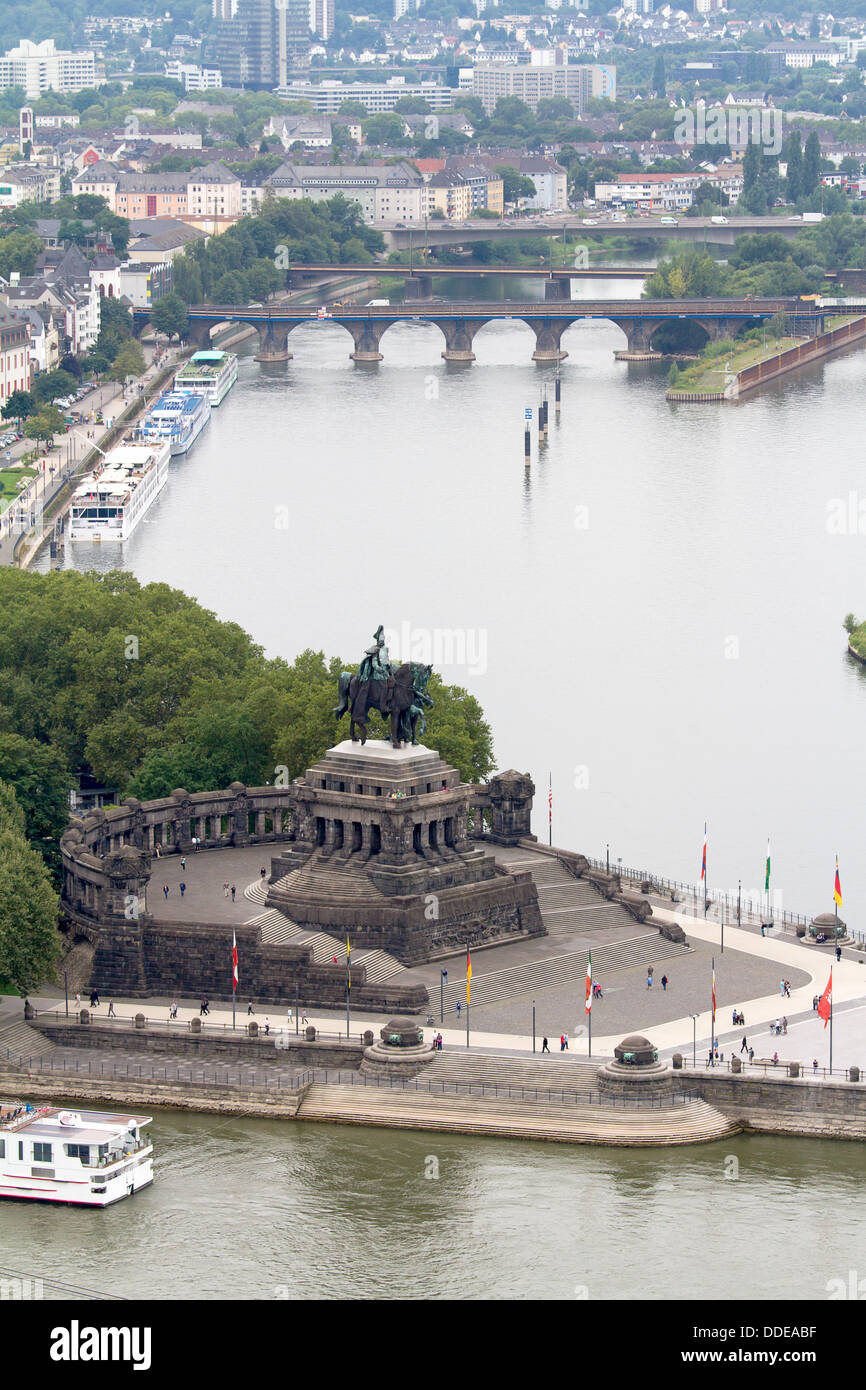 Koblenz, Germania, Reno e Mosella, Renania Palatinato, città, panorama, angolo tedesco Foto Stock