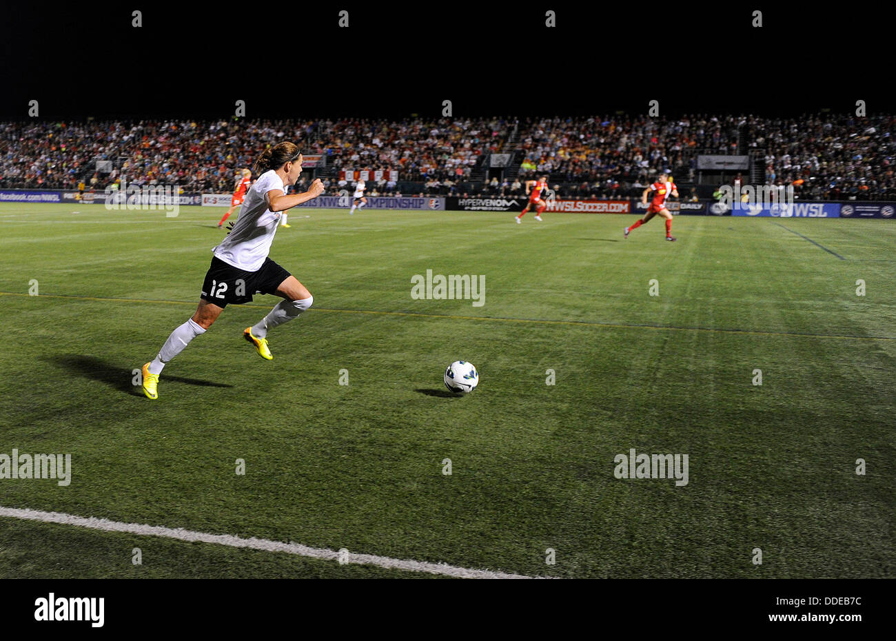 Rochester, NY, STATI UNITI D'AMERICA. 31 Agosto, 2013. Agosto 31, 2013: Portland spine FC avanti Christine Sinclair #12. Il Portland spine sconfitto il Western New York Flash 2-0 in finale NWSL a Sahlen's Stadium a Rochester, New York. © csm/Alamy Live News Foto Stock