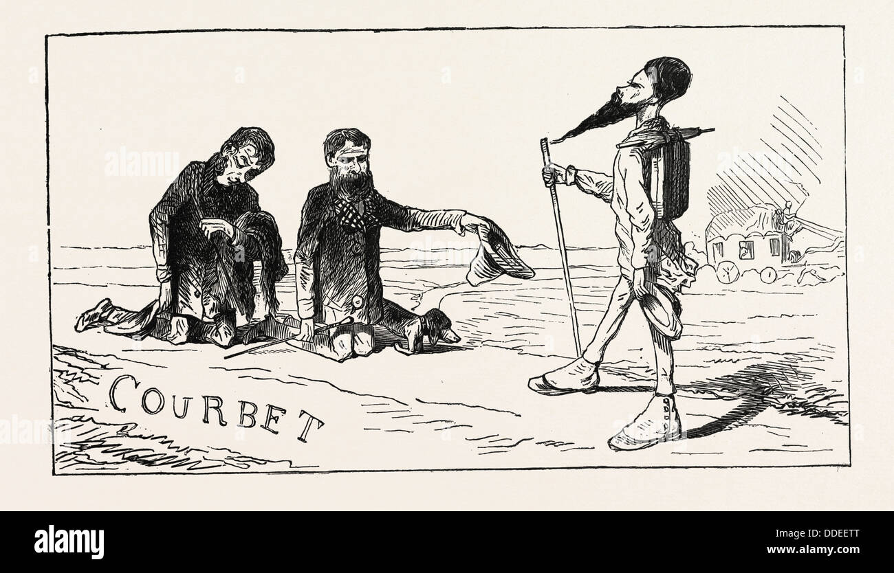 Il culto di M. Courbet, realistica imitazione dell adorazione dei Magi incisione 1855 Foto Stock