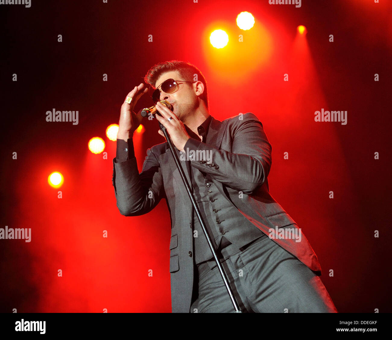 Toronto, Canada. Il 31 agosto 2013. Robin Thicke esegue a KiSS 92,5 WHAM BAM 2013 presso il Molson Canadian anfiteatro. © EXImages/Alamy Live News Foto Stock