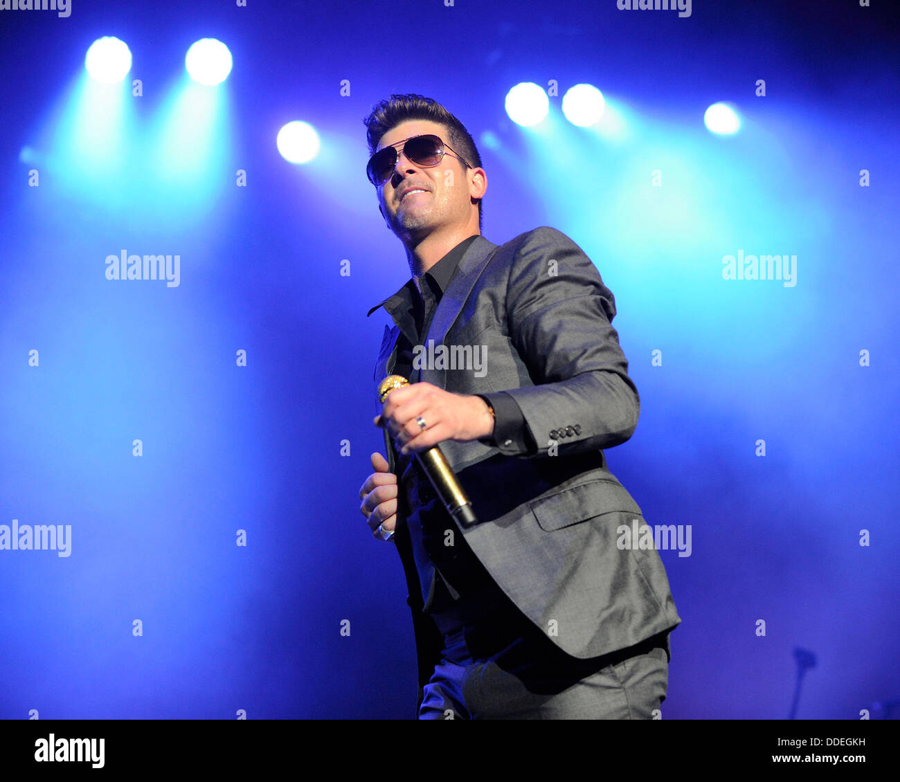 Toronto, Canada. Il 31 agosto 2013. Robin Thicke esegue a KiSS 92,5 WHAM BAM 2013 presso il Molson Canadian anfiteatro. © EXImages/Alamy Live News Foto Stock