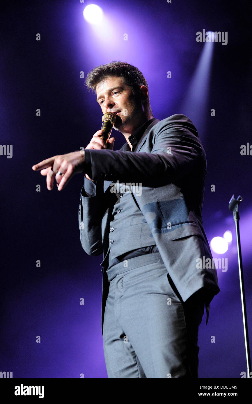 Toronto, Canada. Il 31 agosto 2013. Robin Thicke esegue a KiSS 92,5 WHAM BAM 2013 presso il Molson Canadian anfiteatro. © EXImages/Alamy Live News Foto Stock