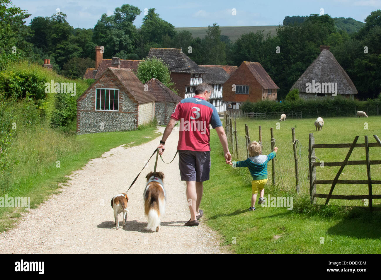 La famiglia a Weald & Downland Open Air Museum Foto Stock