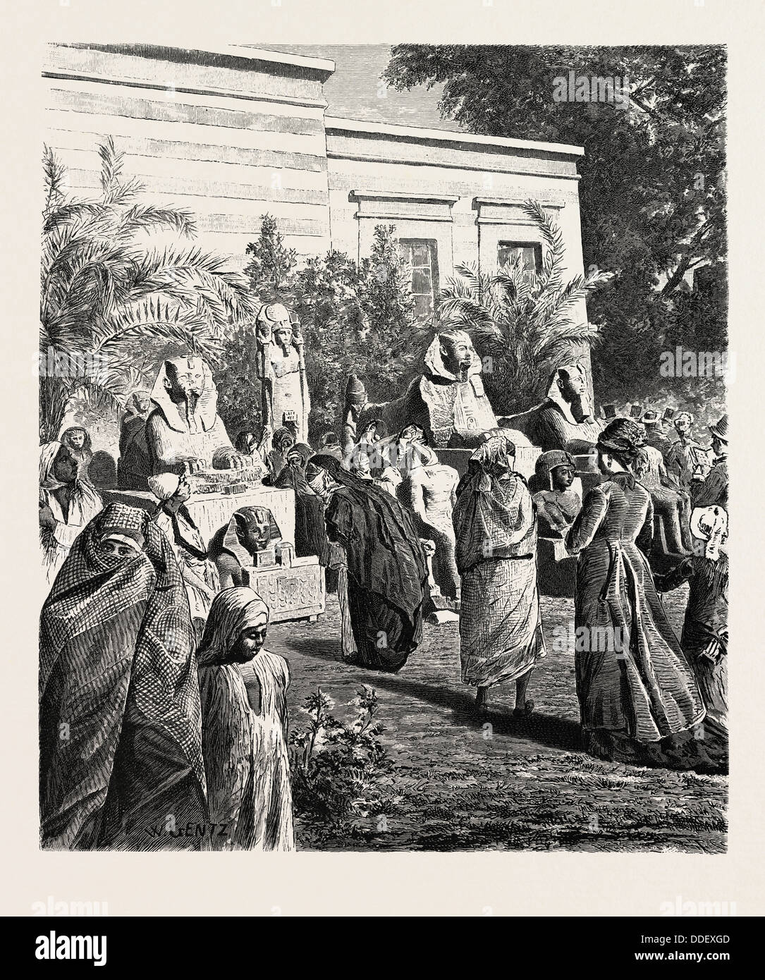 Corte DEL MUSEO DELLE ANTICHITÀ A BOOLAK. Egitto, incisione 1879 Foto Stock
