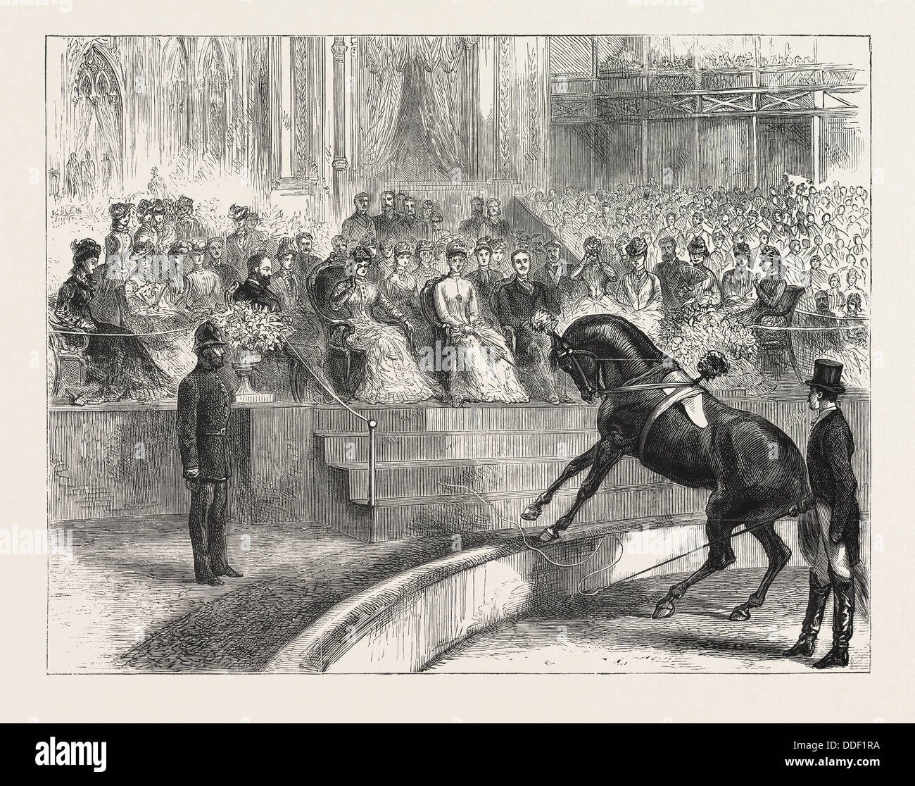 Il principe e la principessa di Galles al Crystal Palace Il Royal Party assistendo LE PRESTAZIONI DI MYER IL CIRCUS, incisione Foto Stock