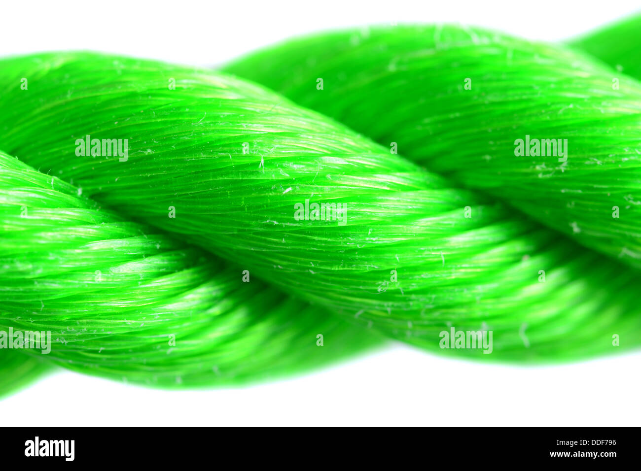 Ripresa macro di un sintetico corda verde Foto Stock