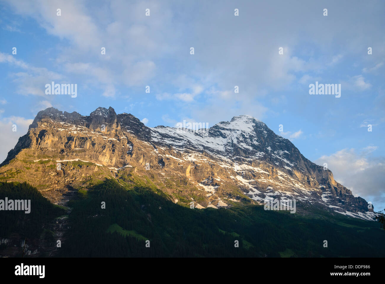 Luce della sera sull'Eiger da Grindelwald, Svizzera Foto Stock
