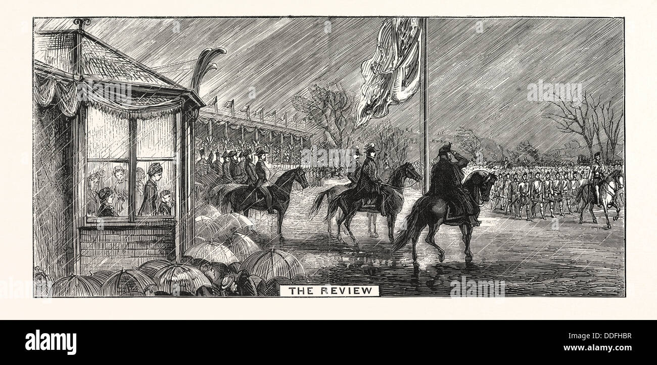 Il Principe di Galles e la principessa di Galles visita a Glasgow l'incisione di revisione 1876 REGNO UNITO Foto Stock