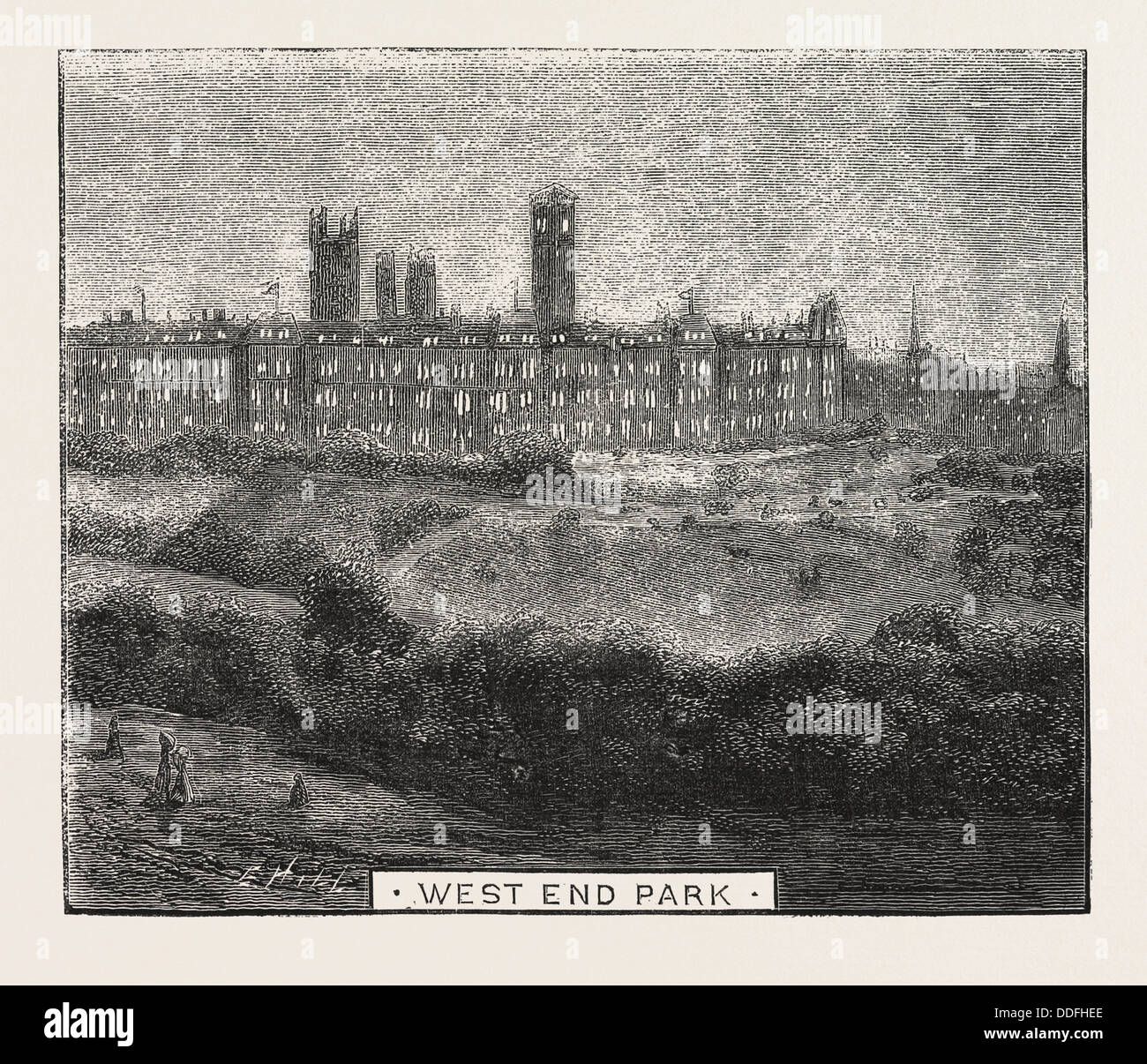 Schizzi durante il principe e la principessa di Galles la sua recente visita a Glasgow, WEST END PARK, incisione 1876, Regno Unito, Gran Bretagna British Foto Stock