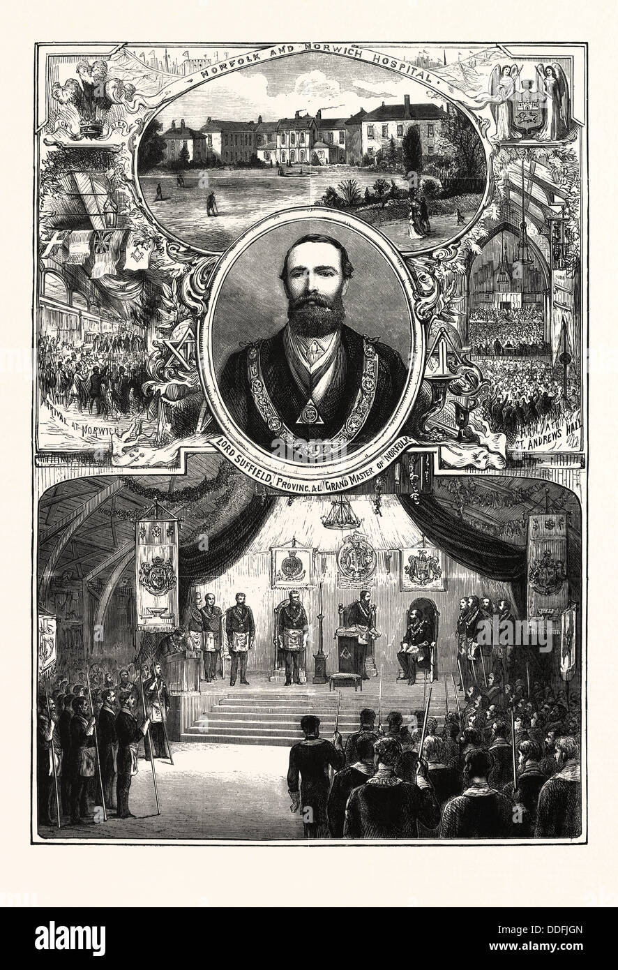 Il principe e la principessa di Galles a Norwich, incisione 1876, Regno Unito, Gran Bretagna British, Europa, Regno Unito, Gran Bretagna Foto Stock