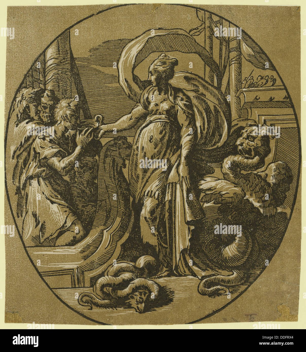 Circe, risalenti al periodo tra il 1500 e il 1530, Carpi, Ugo da, 1480-circa 1532, artista Parmigianino, 1503-1540 Foto Stock