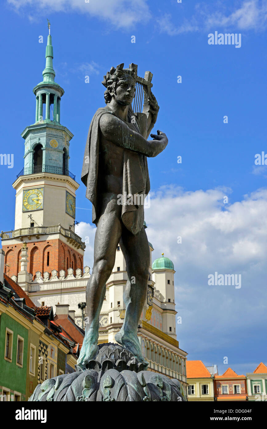 Orpheus fontana, Piazza del Mercato, Poznan, provincia di Wielkopolska, Polonia Foto Stock
