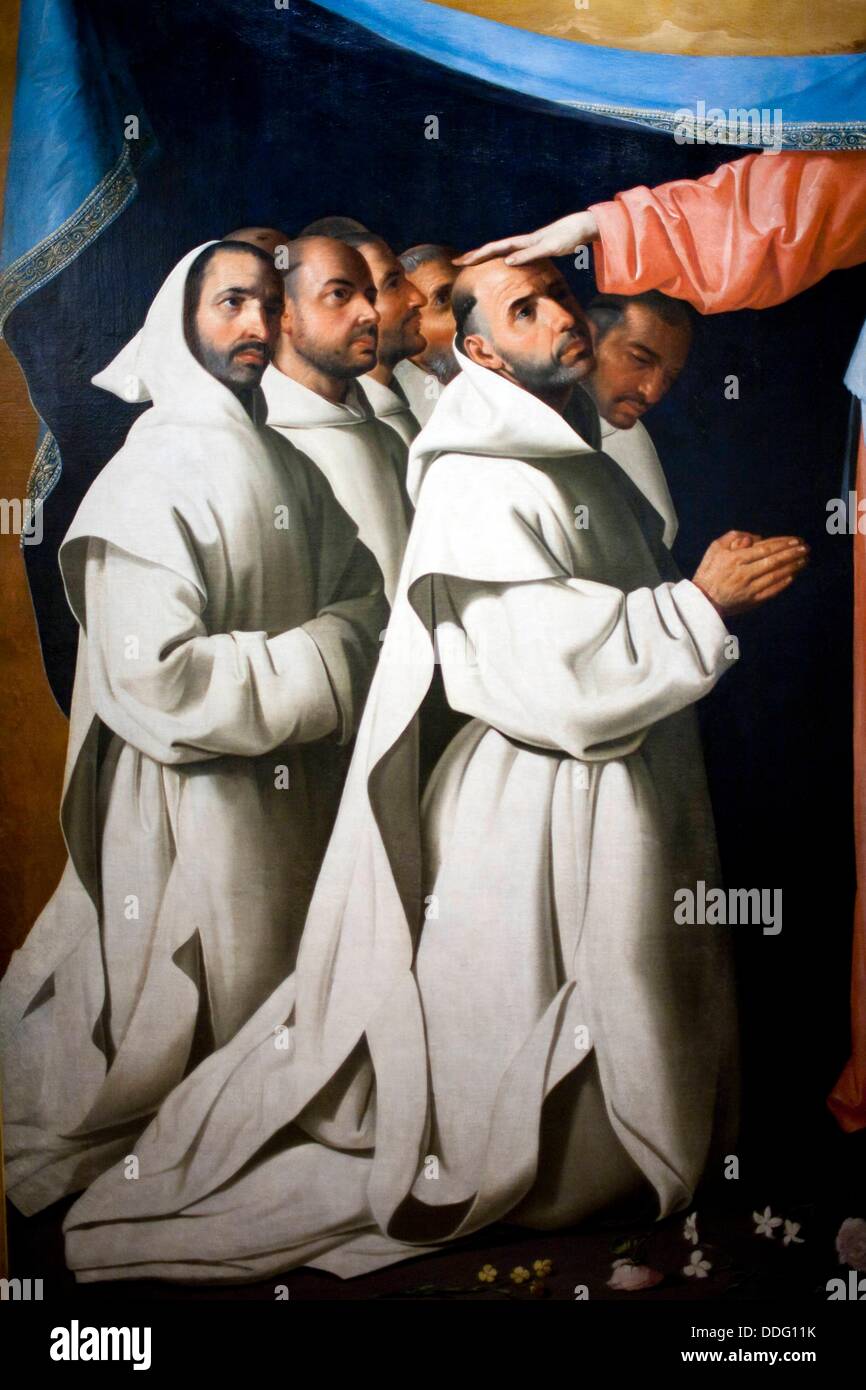Dettaglio della Vergine della Misericordia il ricovero i certosini (c. 1629), la pittura di Francisco de Zurbaran, belle arti Foto Stock