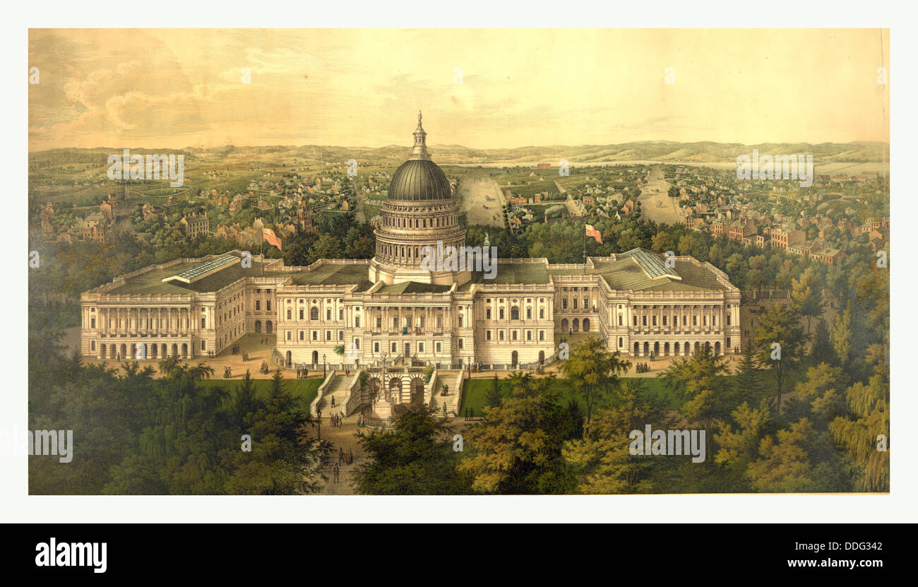 Vista panoramica della città di Washington dalla nuova cupola del Campidoglio, guardando ad est da Casimiro Bohn, circa 1857, noi, Stati Uniti d'America, America Foto Stock