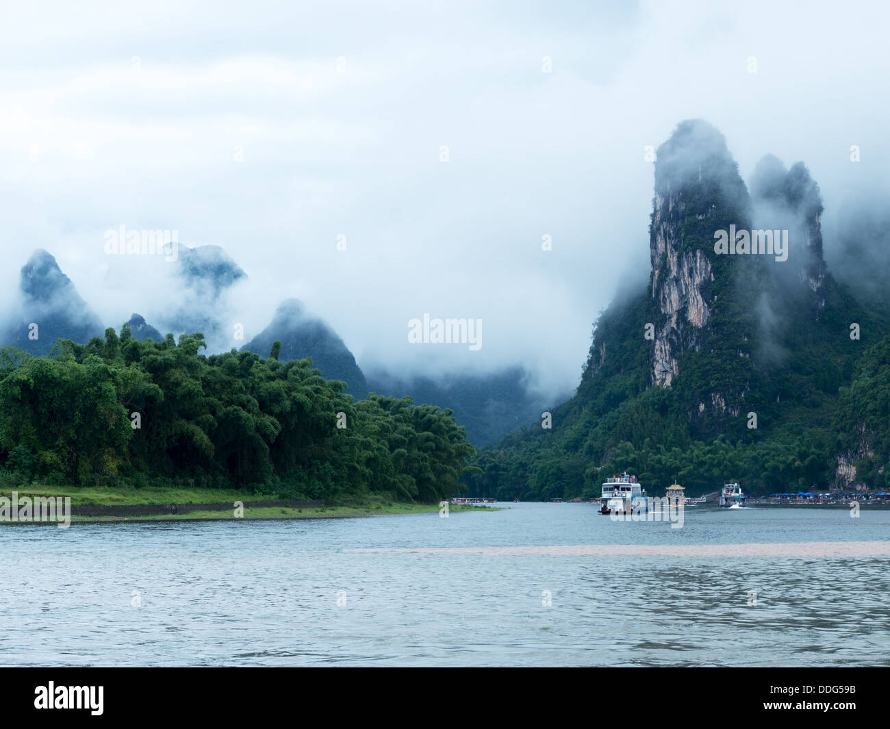 Il Fiume Lijiang paesaggio in Xingping, Yangshuo, Guilin,Guangxi, Cina Foto Stock