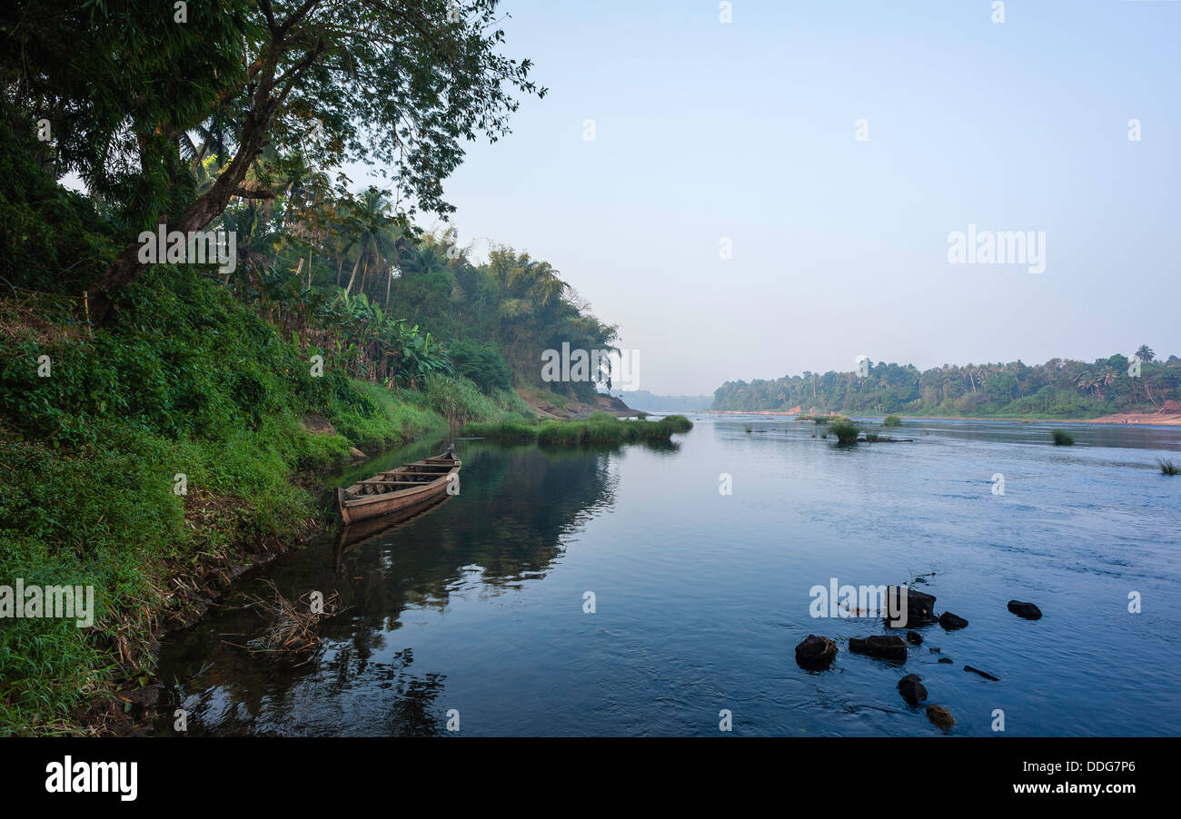 Il fiume del Periyar all'alba, Kerala, India. Foto Stock