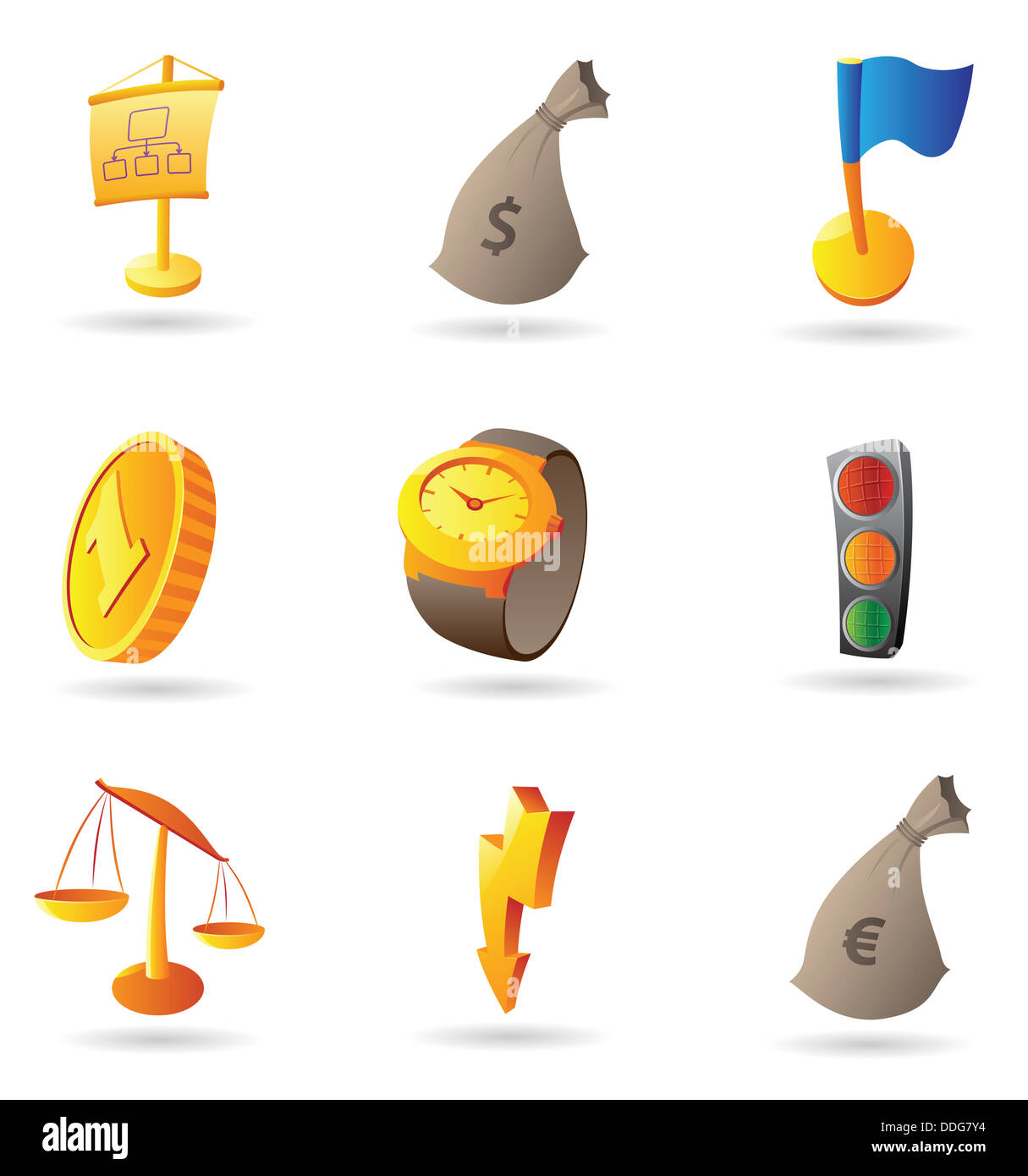 Icone per affari e finanza. Foto Stock