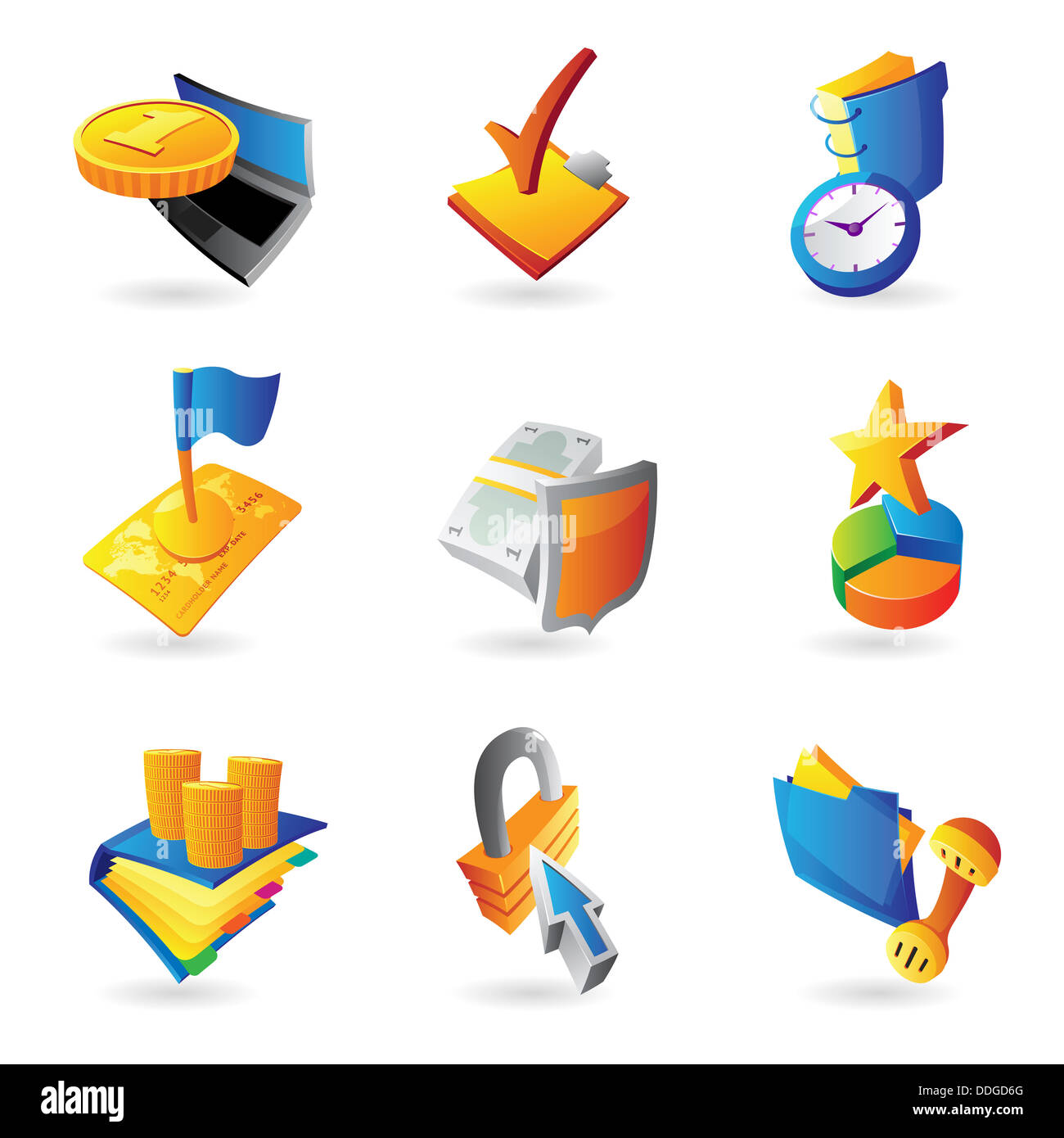 Icone per affari e finanza. Foto Stock