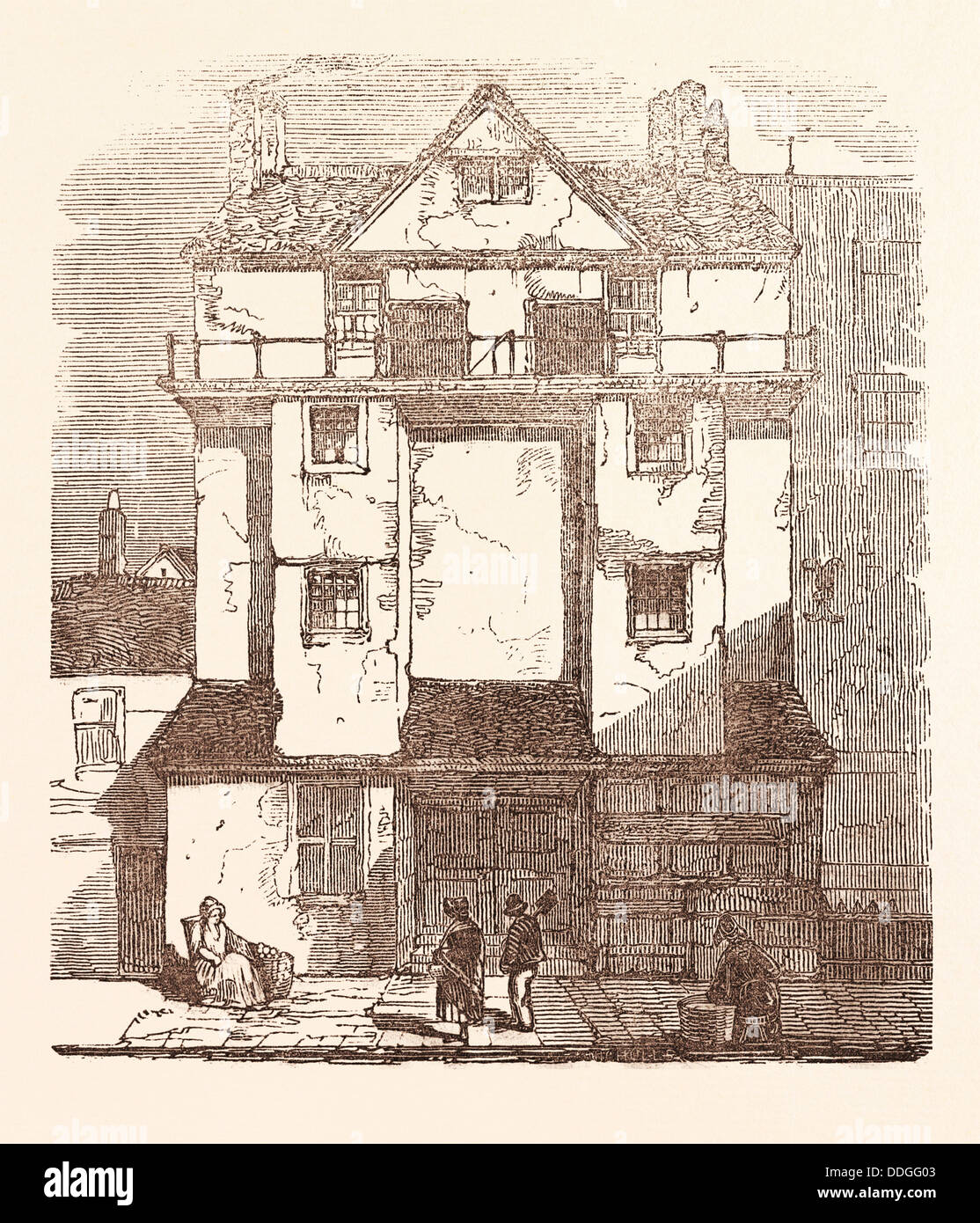 CAXTON'S HOUSE, NEL ALMONRY, preso in giù novembre, 1845. William Caxton (ca. 1415 1422 ca. Marzo 1492) Foto Stock