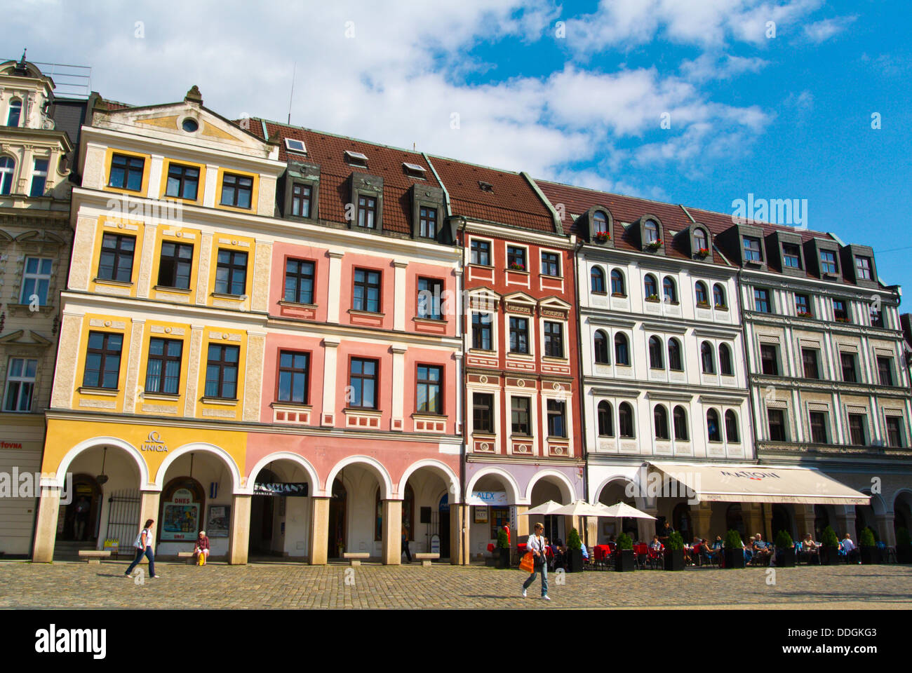 Benesovo namesti piazza città di Liberec Krajský buon regione nord Bohemia Repubblica Ceca Europa Foto Stock