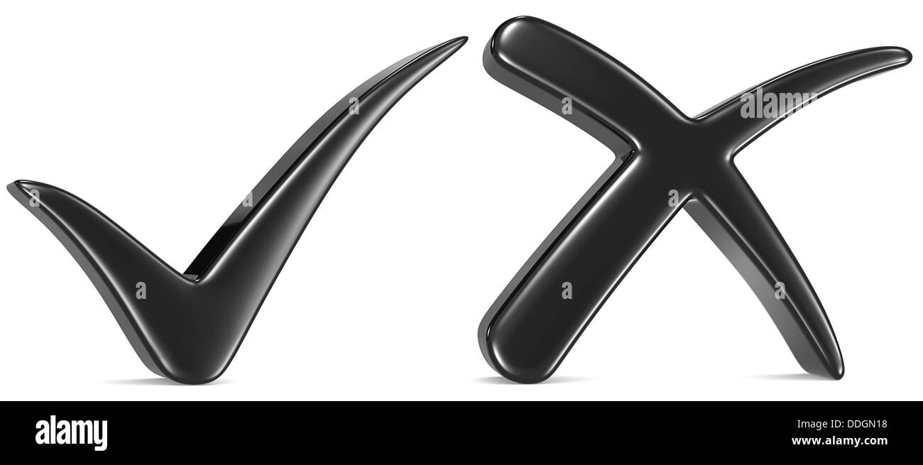 Controllare nero e segno incrociato. Foto Stock