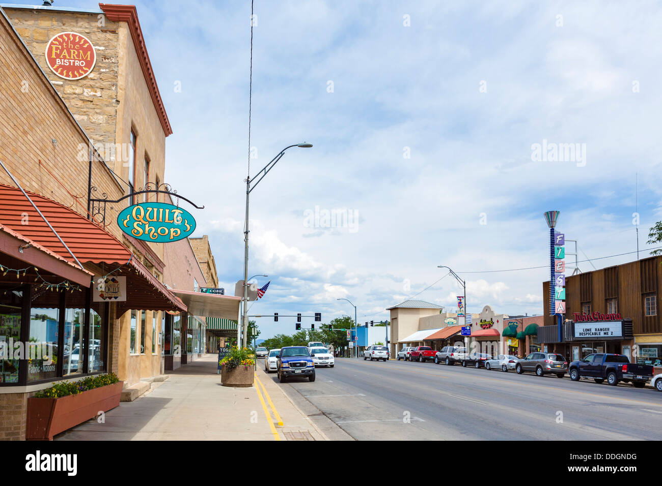 Strada principale di Cortez, Colorado, STATI UNITI D'AMERICA Foto Stock