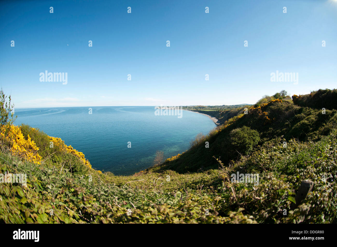 Greystones (Irish: Na Clocha Liatha) è una città costiera e la località balneare nella contea di Wicklow, Irlanda. Foto Stock