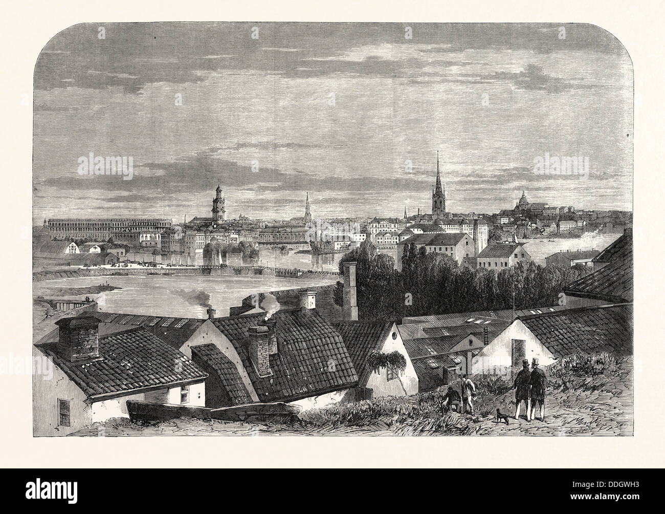 Visita del Principe e della principessa di Galles alla Svezia: Vista generale della città di Stoccolma, 1864 Foto Stock
