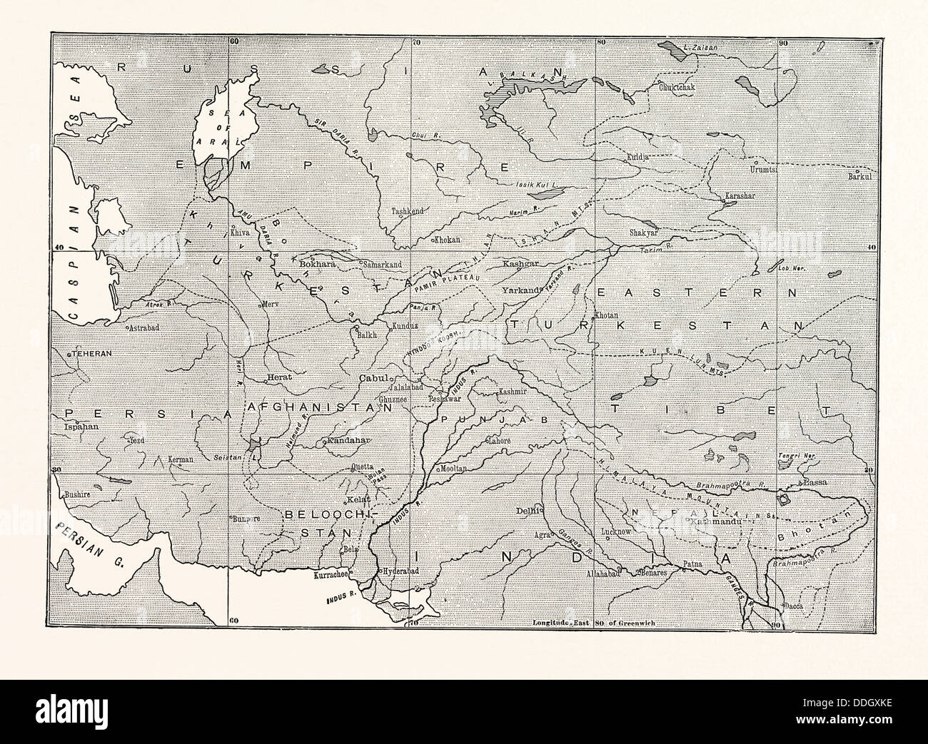 Mappa di Asia centrale Foto Stock