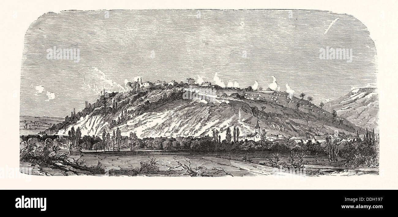 Guerra franco-prussiana: il lato nord del Mont d'Avron durante il bombardamento da parte dei tedeschi il 27 dicembre 1870 Foto Stock
