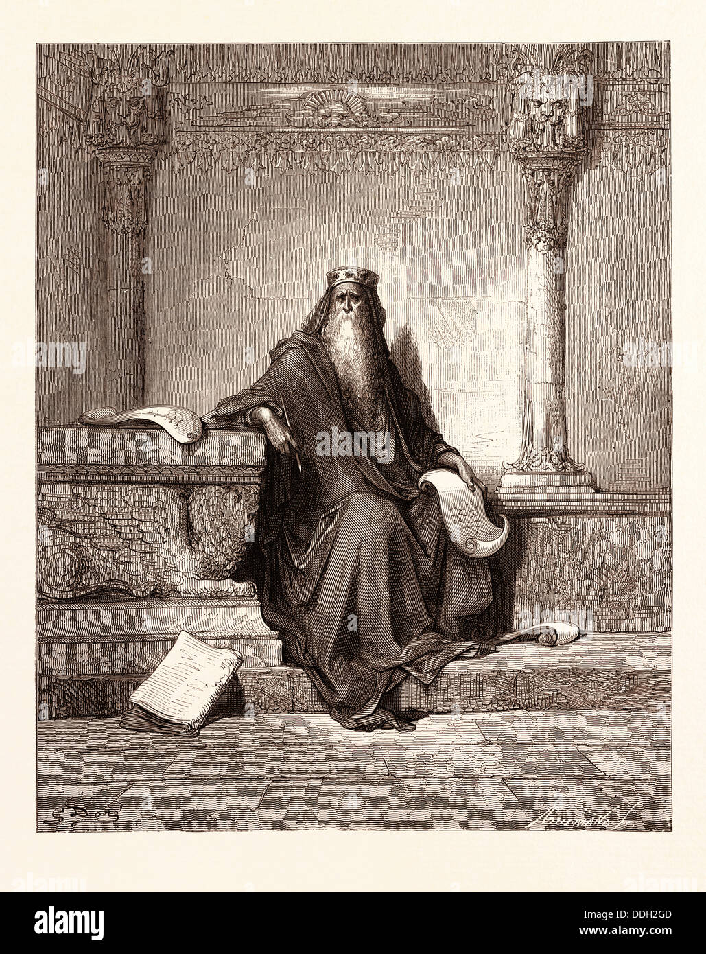 Salomone, da Gustave Doré. Gustave Dore, 1832 - 1883, francese. Incisione  per la Bibbia. Incisione su legno da Adolphe Gusmand Foto stock - Alamy