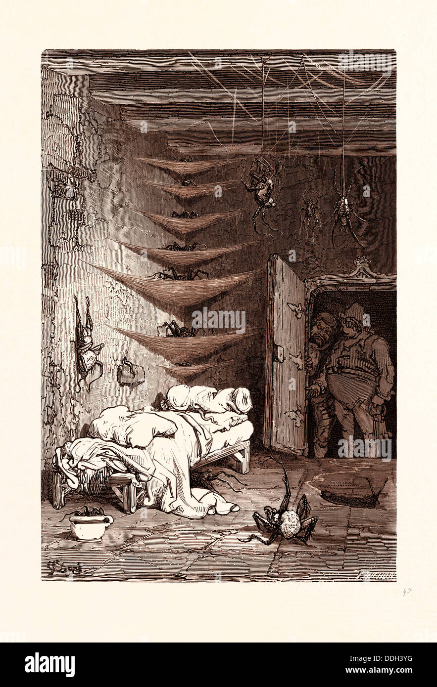 Il letto di ricambio presso il coccodrillo, da GUSTAVE DORE. una scena dalla leggenda Croquemitaine, da Thomas Hood il giovane. Dore Foto Stock