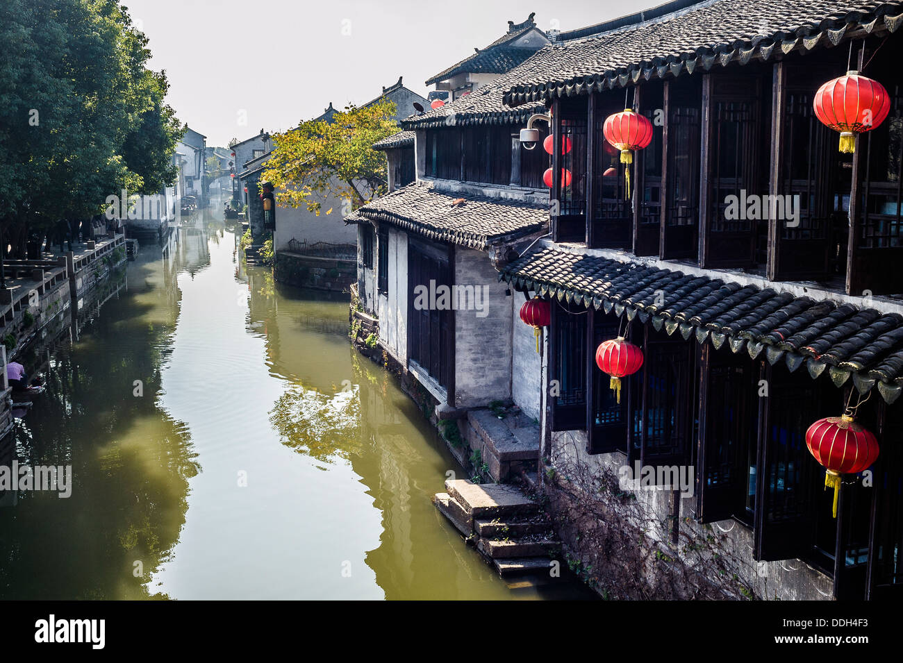 Antica città d'acqua, Zhouzhuang, Jiangsu della Cina Foto Stock